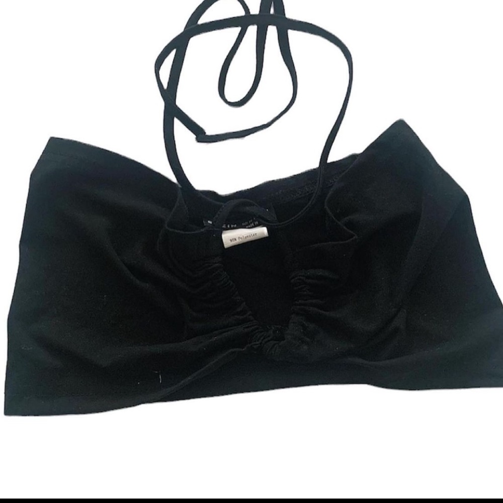 Black Criss Cross Halter Crop Top